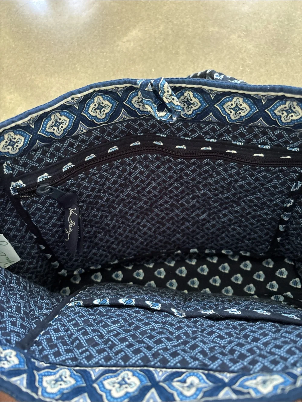 Vera Bradley Quilted Navy Blue Patterned Tote Bag